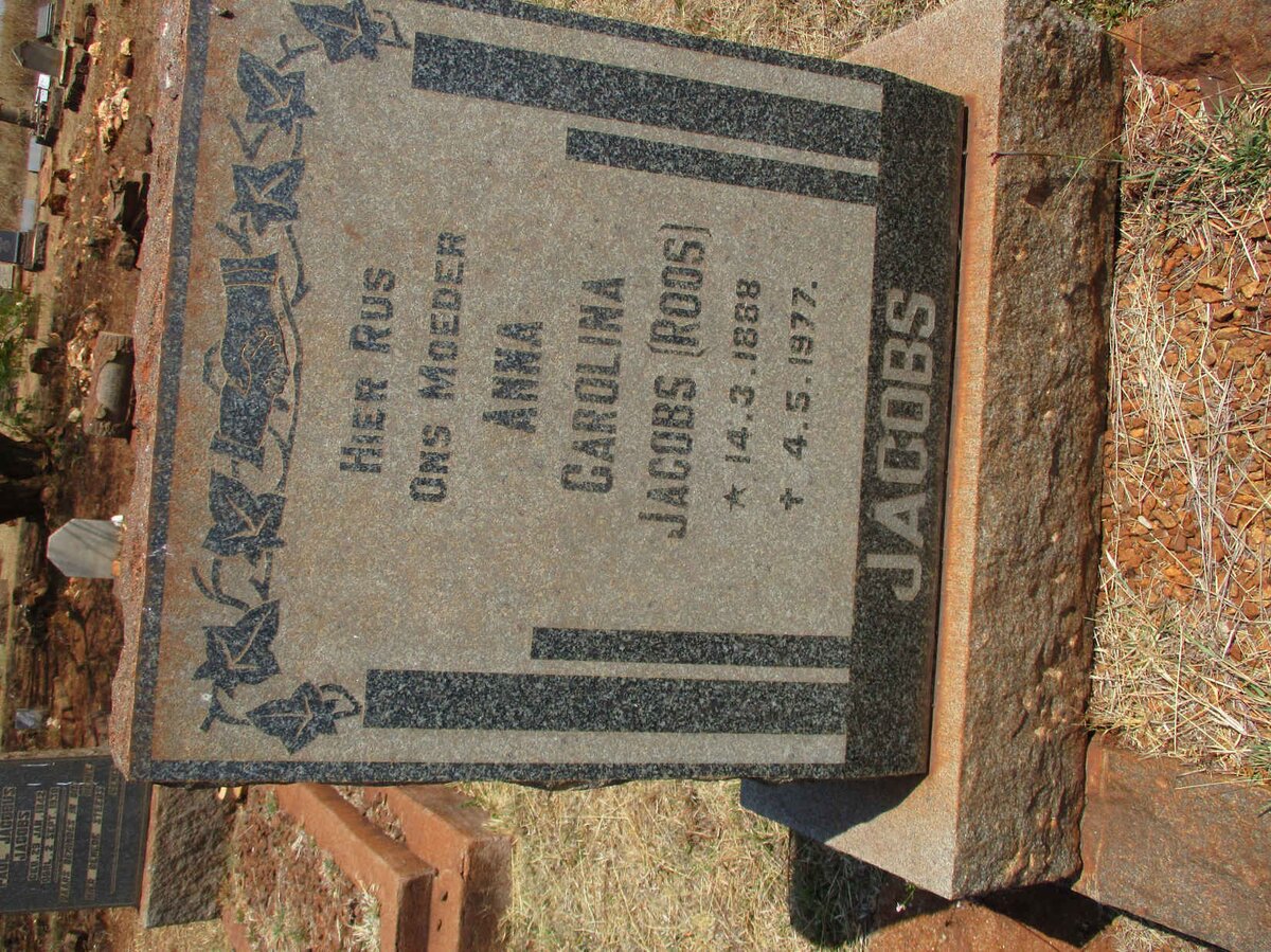 JACOBS Anna Carolina nee ROOS 1888-1977 