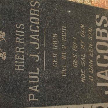 JACOBS Paul J. 1868-1920 &amp; Aletha C.M. VAN VREDEN voorheen JACOBS nee KRUGER 1877-1960