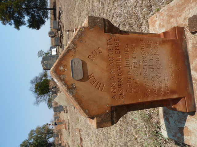 WILLEMSE Anna Magrieta Gesiena 1903-1934