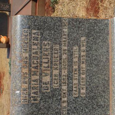 VILLIERS Maria Magdalena, de nee KRUGER 1892-1954