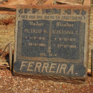 FERREIRA Petrus H. 1870-1960 &amp; Susanna J. 1871-1959