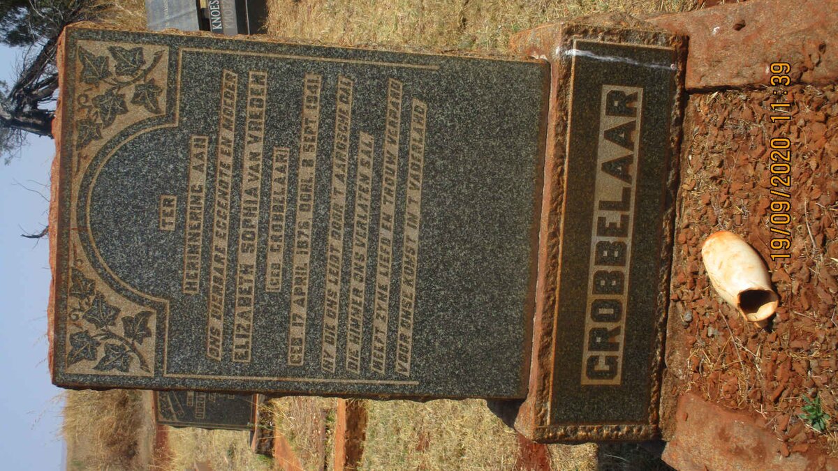 VREDEN Elizabeth Sophia, van nee GROBBELAAR 1876-1941