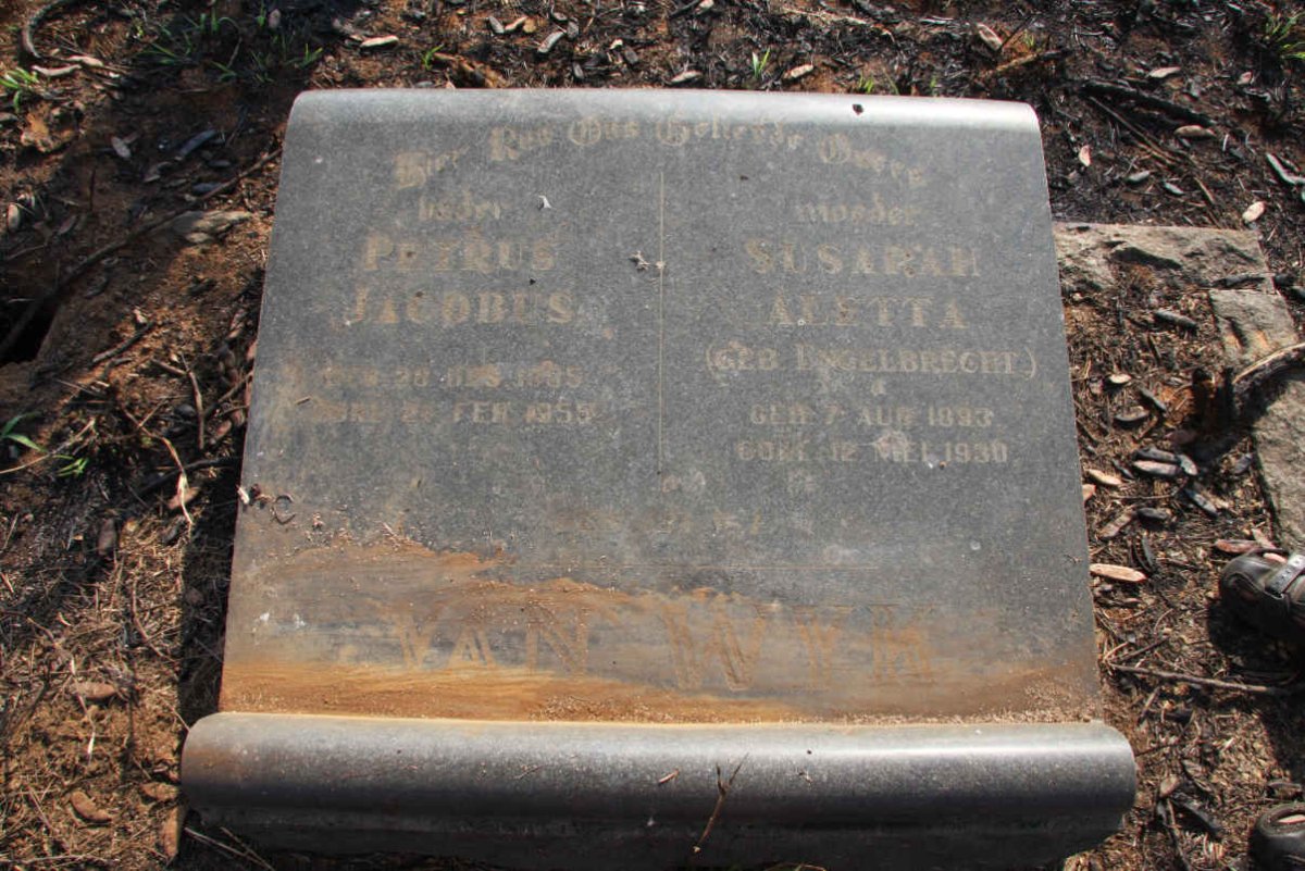 WYK Petrus Jacobus, van 1885-1955 &amp; Susarah Aletta ENGELBRECHT 1893-1930
