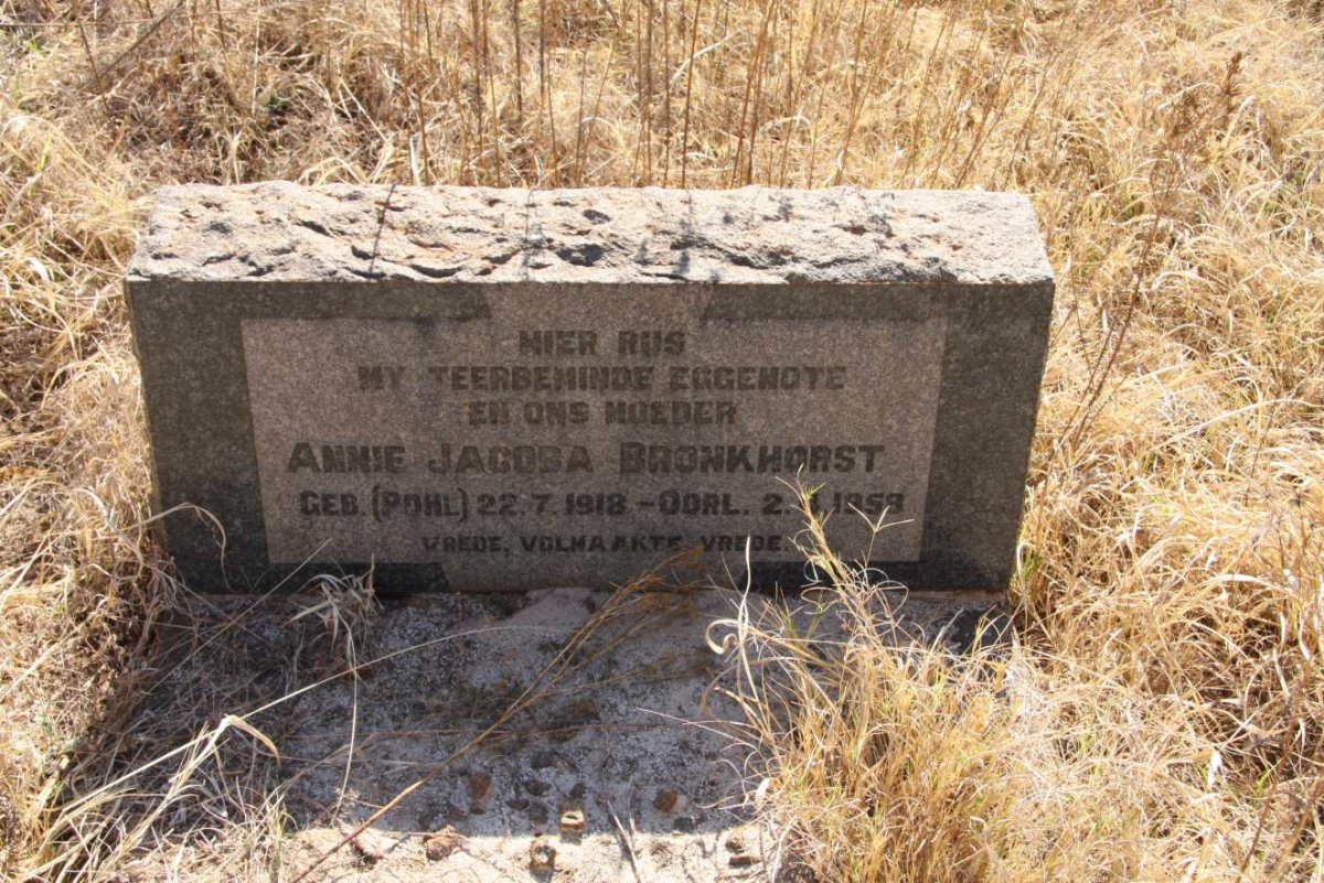 BRONKHORST Annie Jacoba nee POHL 1918-1959