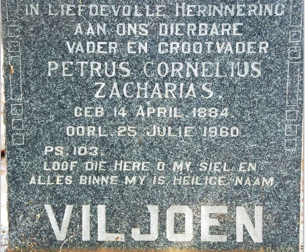 VILJOEN Petrus Cornelius Zacharias 1884-1960