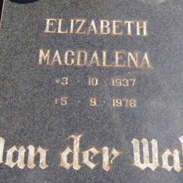 WALT Elizabeth Magdalena, van der 1937-1978
