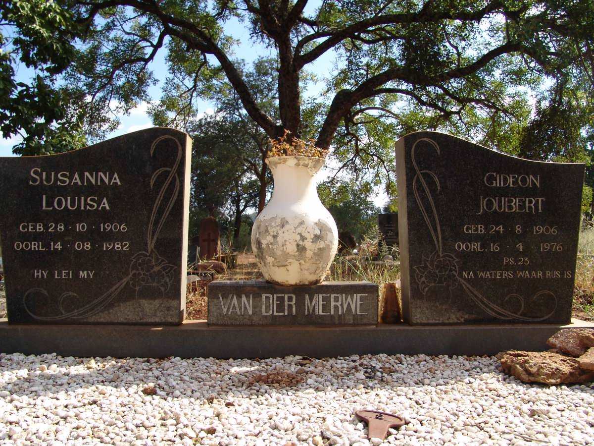 MERWE Gideon Joubert, van der 1906-1976 &amp; Susanna Louisa 1906-1982