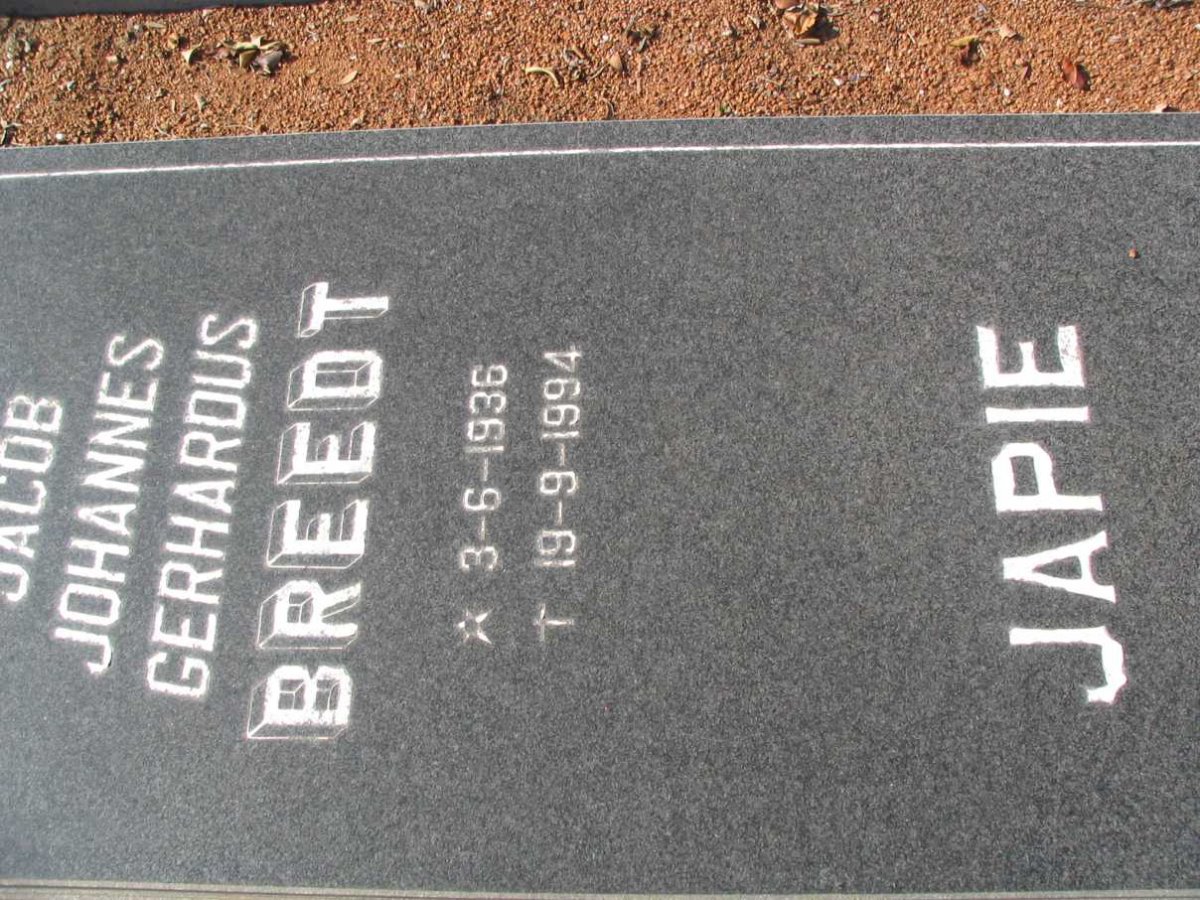 BREEDT Jacob Johannes Gerhardus 1936-1994