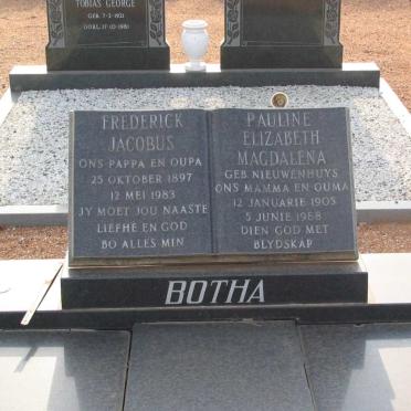 BOTHA Frederick Jacobus 1897-1983 &amp; Pauline Elizabeth Magdalena NIEUWENHUYS 1905-1988