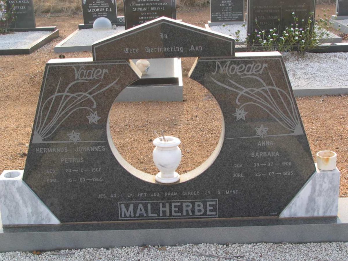 MALHERBE Hermanus Johannes Petrus 1900-1985 &amp; Anna Barbara 1906-1995