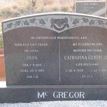 McGREGOR John 1916-1987 &amp; Catharina Gertruida BEESLAAR 1905-1983