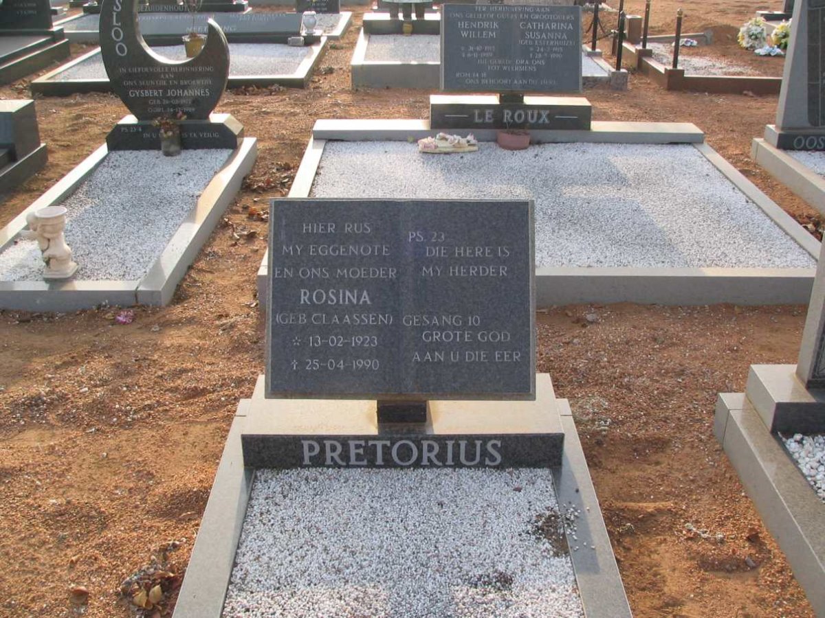 PRETORIUS Rosina 1923-1990