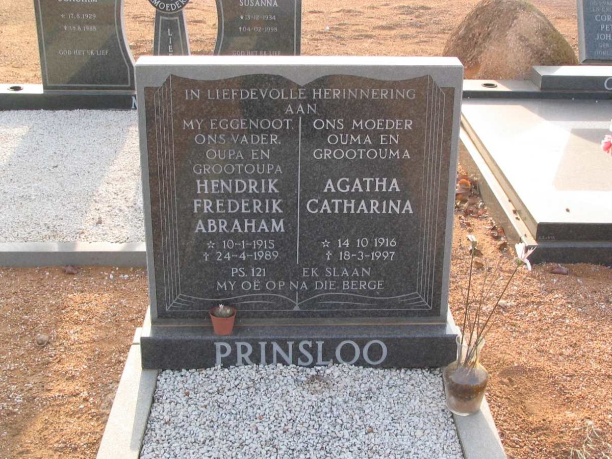 PRINSLOO Hendrik Frederik Abraham 1915-1989 &amp; Agatha Catharina 1916-1997