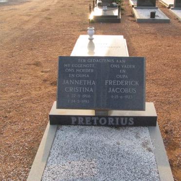PRETORIUS Frederick Jacobus 1923- &amp; Jannetha Cristina 1906-1993