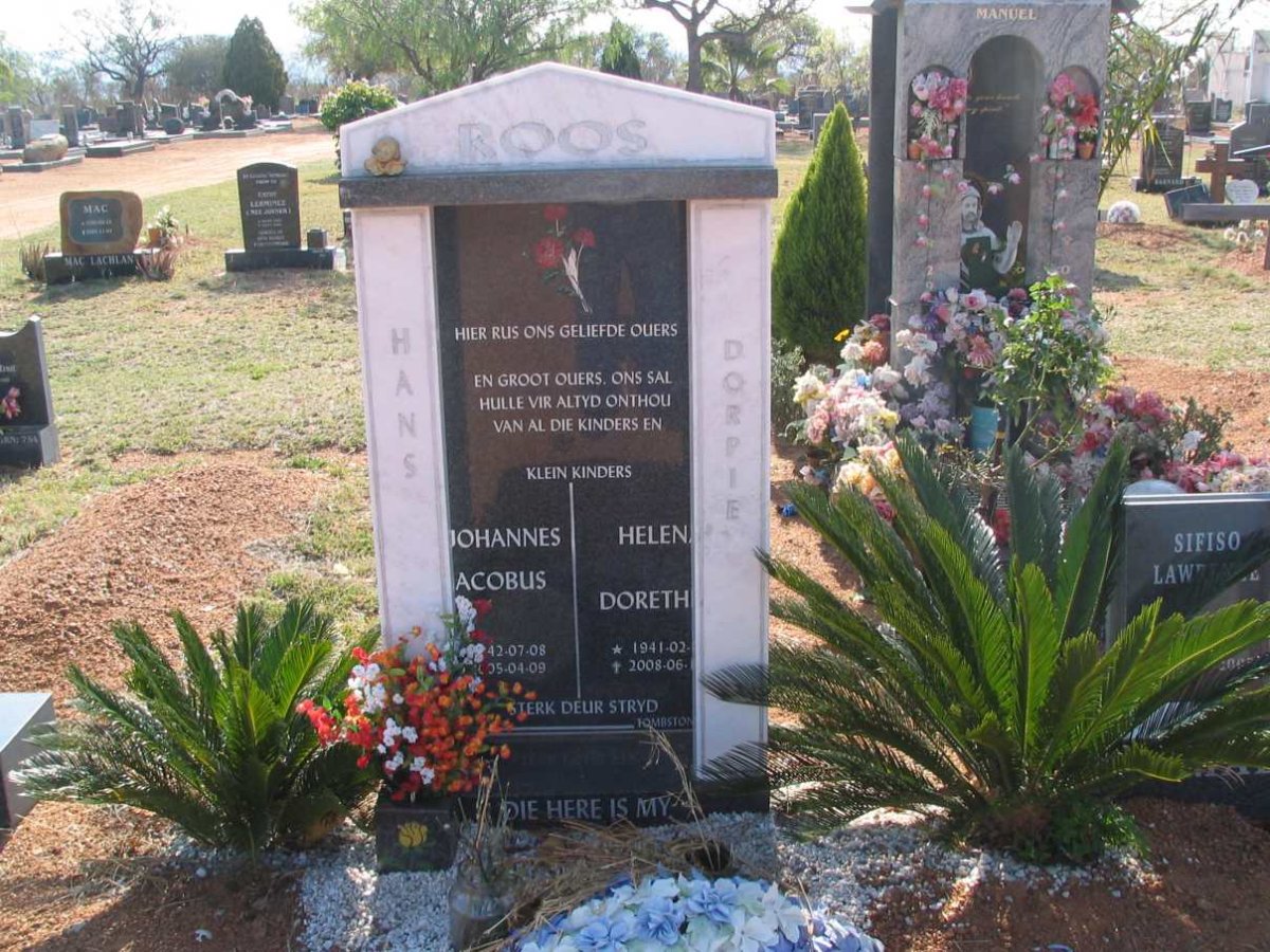 ROOS Johannes Jacobus 1942-2008 &amp; Helen Doreth 1941-2008