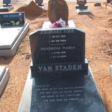 STADEN Johannes Jurie, van 1913-1996 &amp; Hendrina Maria 1916-2005