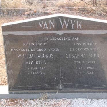 WYK Willem Jacobus Albertus, van 1896-1981 &amp; Susanna Sophia RIEKERT 1905-1983