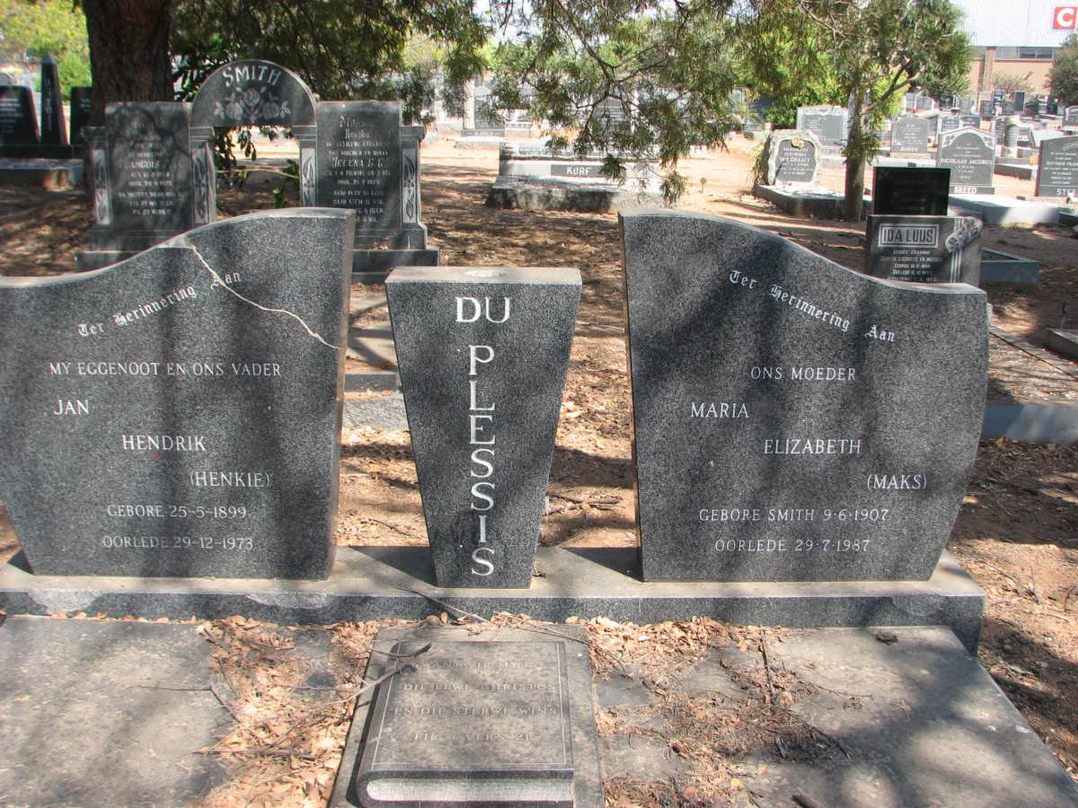 PLESSIS Jan Hendrik, du 1899-1973 &amp; Maria Elizabeth SMITH 1907-1987