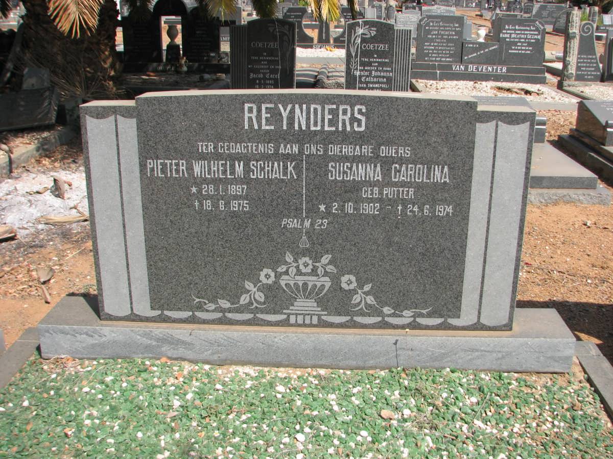 REYNDERS Pieter Wilhelm Schalk 1897-1975 &amp; Susanna Carolina PUTTER 1902-1974