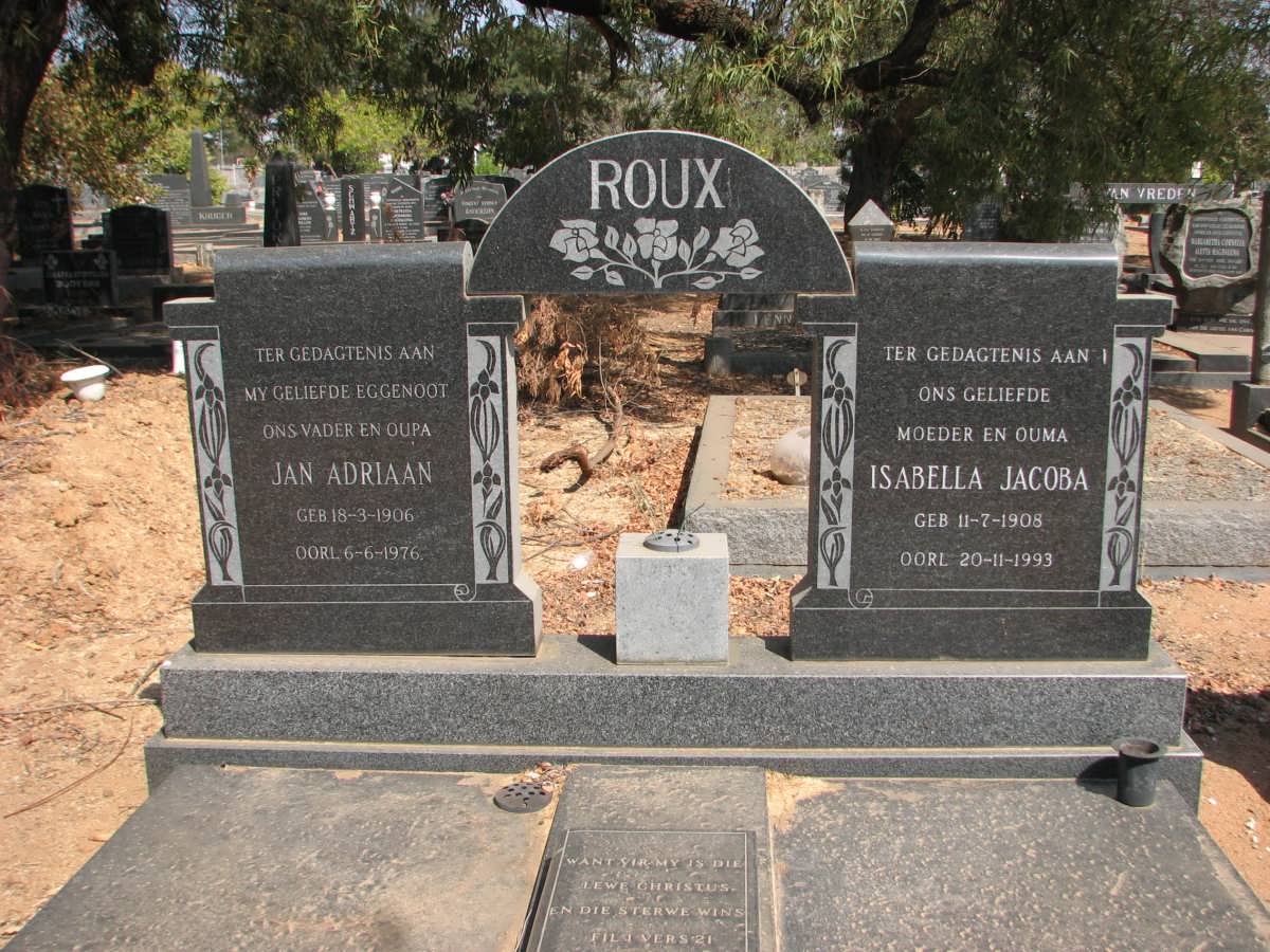 ROUX Jan Adriaan 1906-1976 &amp; Isabella Jacoba 1908-1993