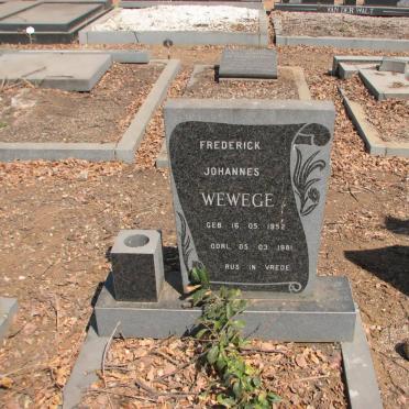 WEWEGE Frederick Johannes 1952-1981