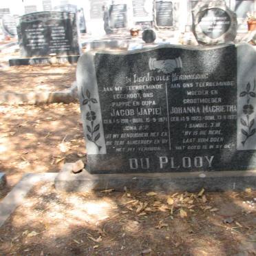 PLOOY Jacob, du 1910-1971 &amp; Johanna Magrietha 1923-1973