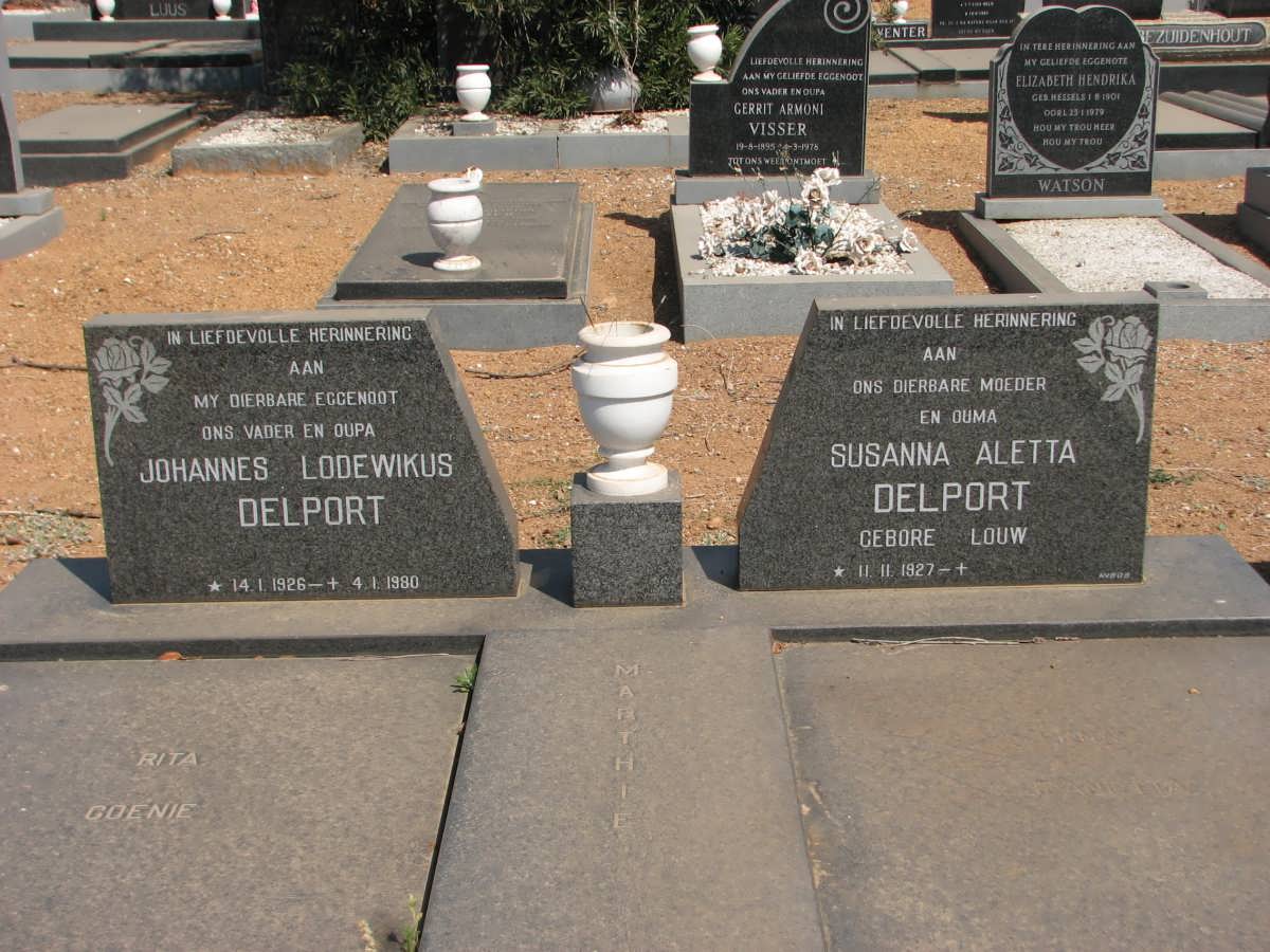DELPORT Johannes Lodewikus 1926-1980 &amp; Susanna Aletta LOUW 1927-