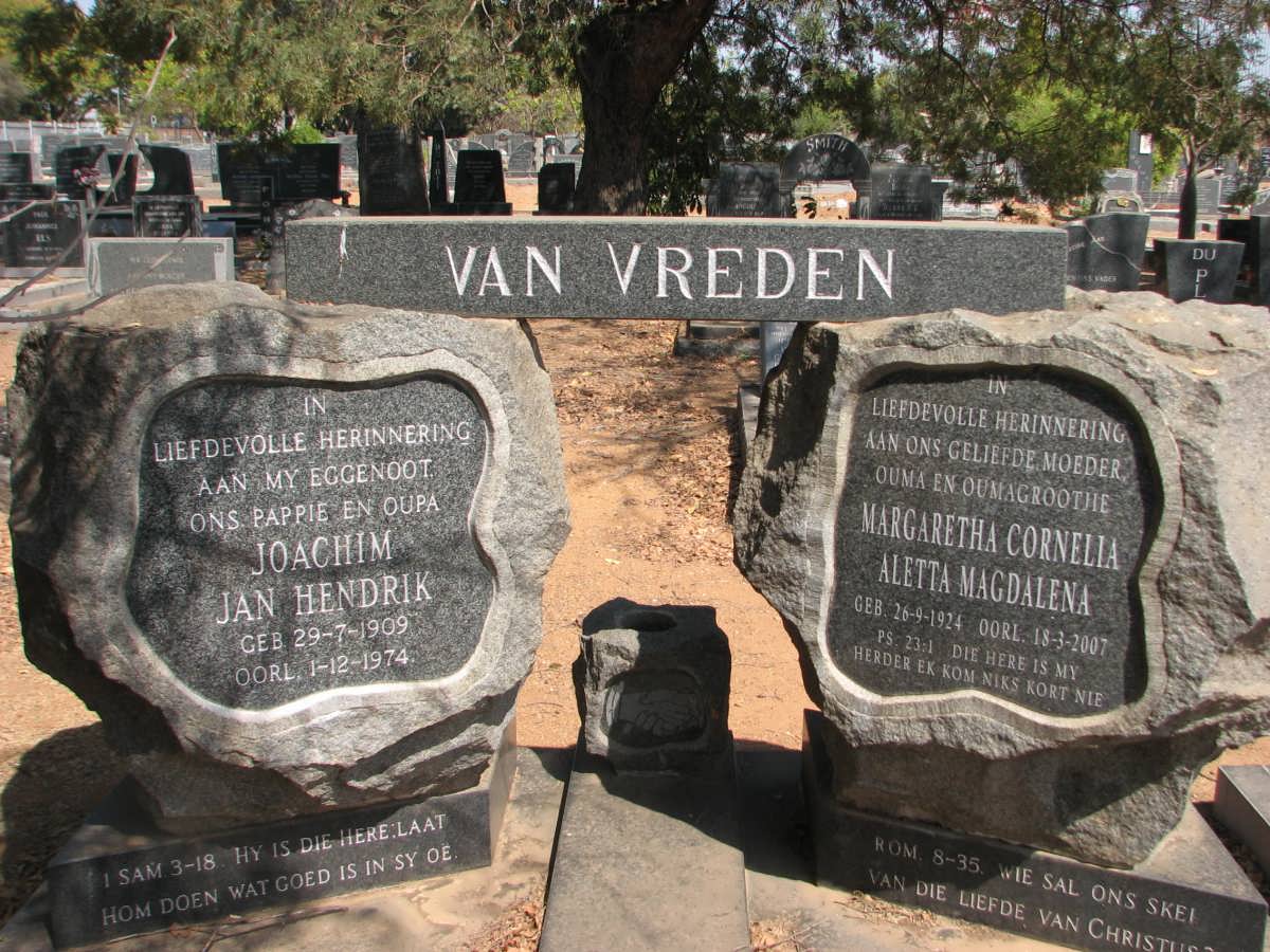 VREDEN Joachim Jan Hendrik, van 1907-1974 &amp; Margaretha Cornelia Aletta Magdalena 1924-2007