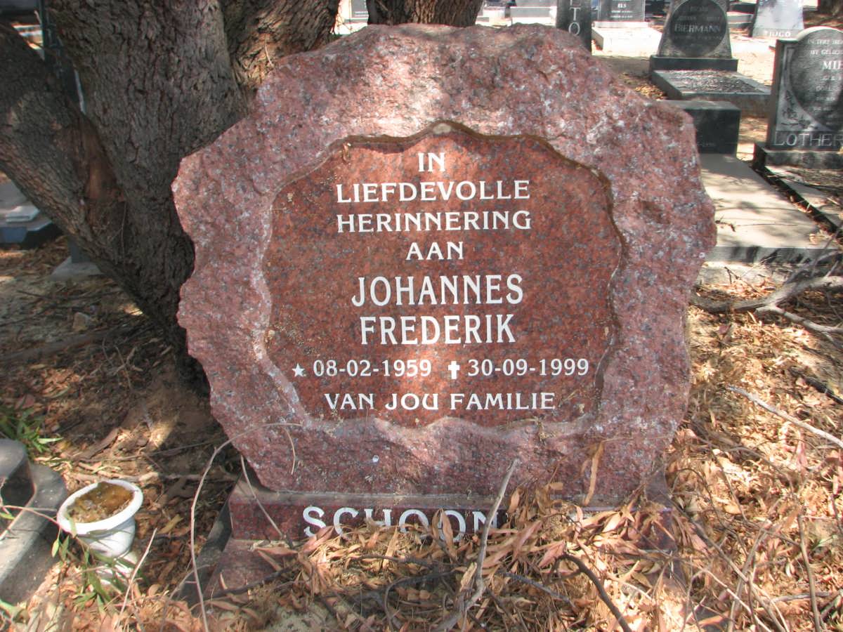 SCHOONBEE Johannes Fredrik 1959-1999