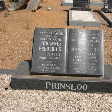 PRINSLOO Johannes Frederick 1911-2002 &amp; Aletta Margaretha JOUBERT 1911-1979