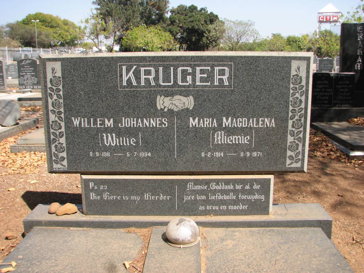 KRUGER Willem Johannes 1911-1994 &amp; Maria Magdalena 1914-1971