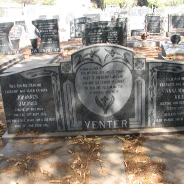 VENTER Johannes Jacobus 1903-1971 &amp; Anna Magrietha KRUGER, VAN DER WESTHUIZEN 1913-1993