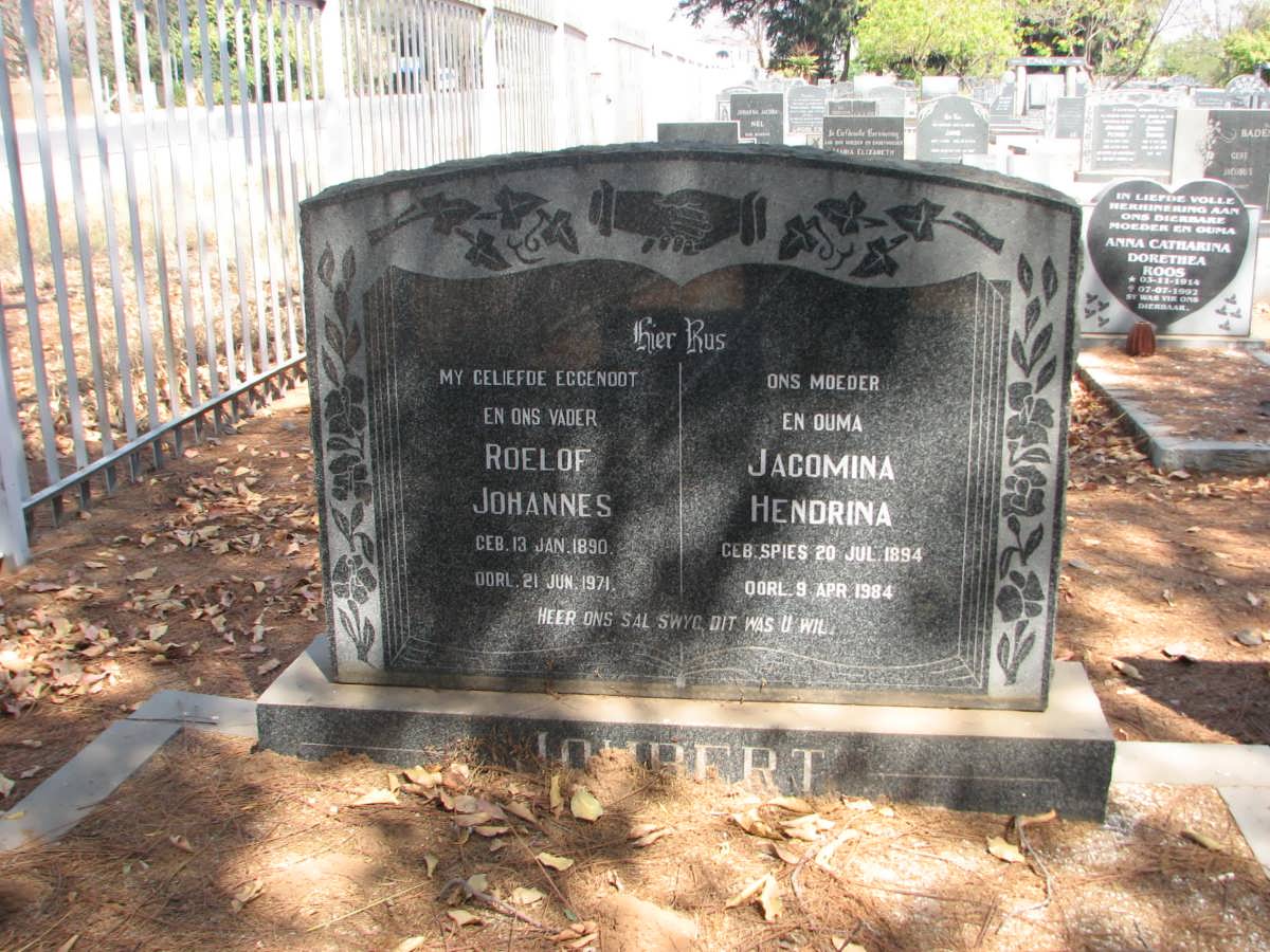 JOUBERT Roelof Johannes 1890-1971 &amp; Jacomina Hendrina SPIES 1894-1984