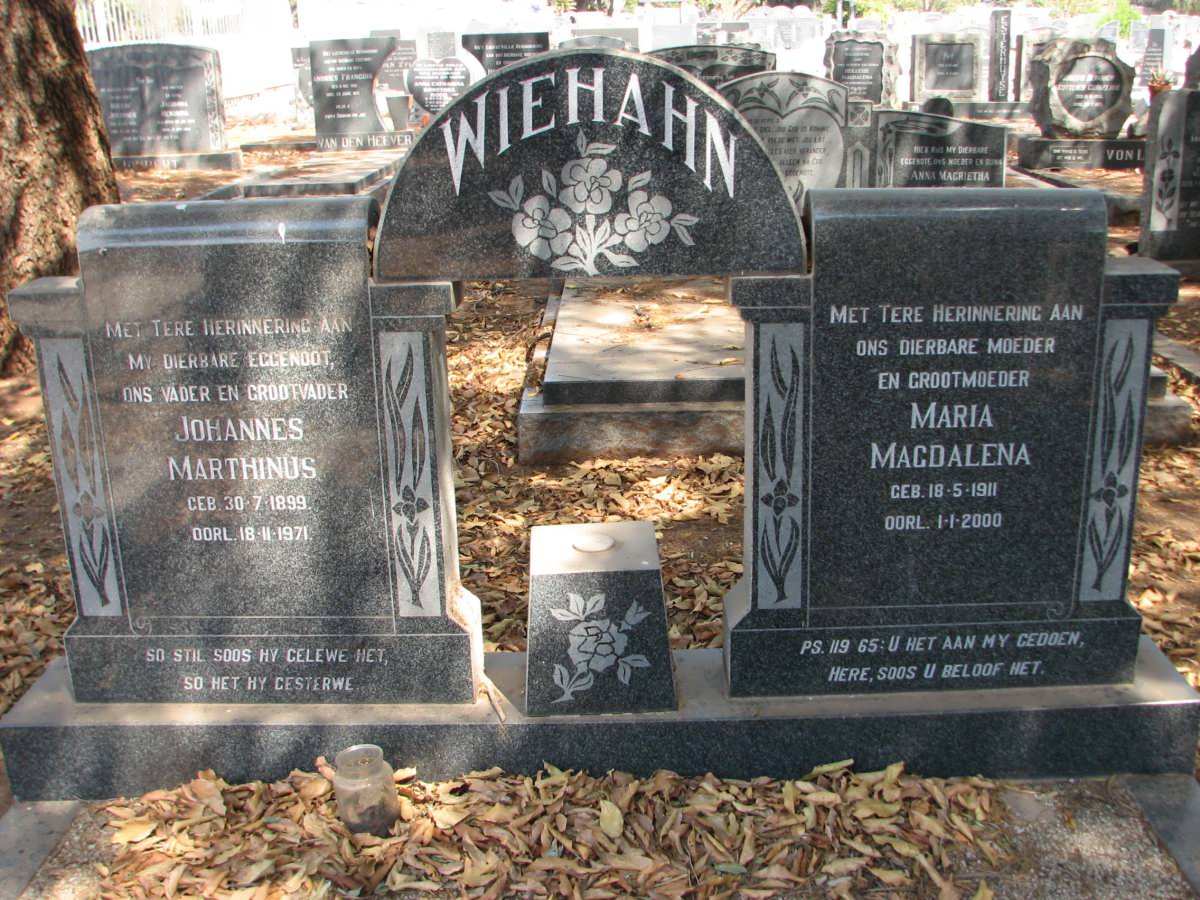 WIEHAHN Johannes Marthinus 1899-1971 &amp; Maria Magdalena 1911-2000