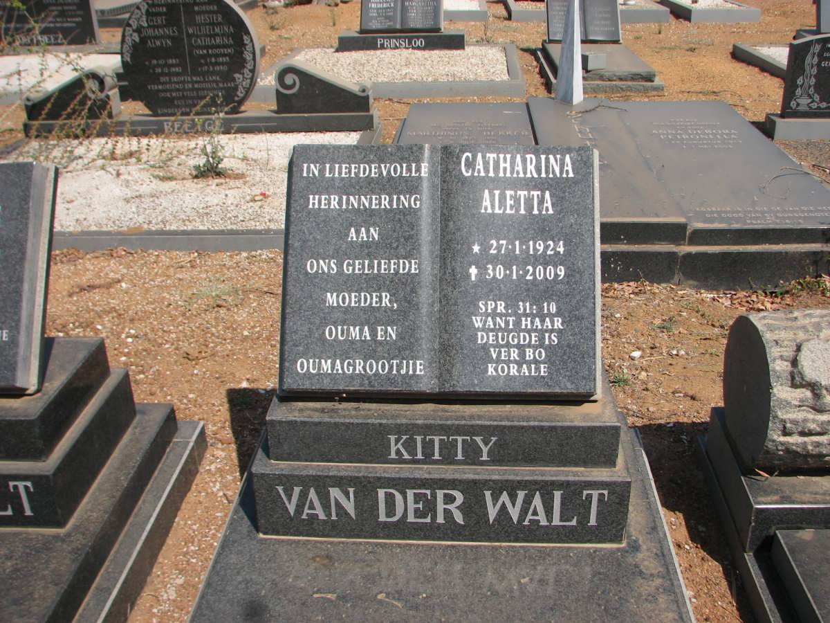 WALT Catharina Aletta, van der 1924-2009