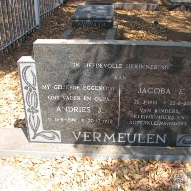 VERMEULEN Andries J. 1899-1978 &amp; Jacoba E. 1910-2002