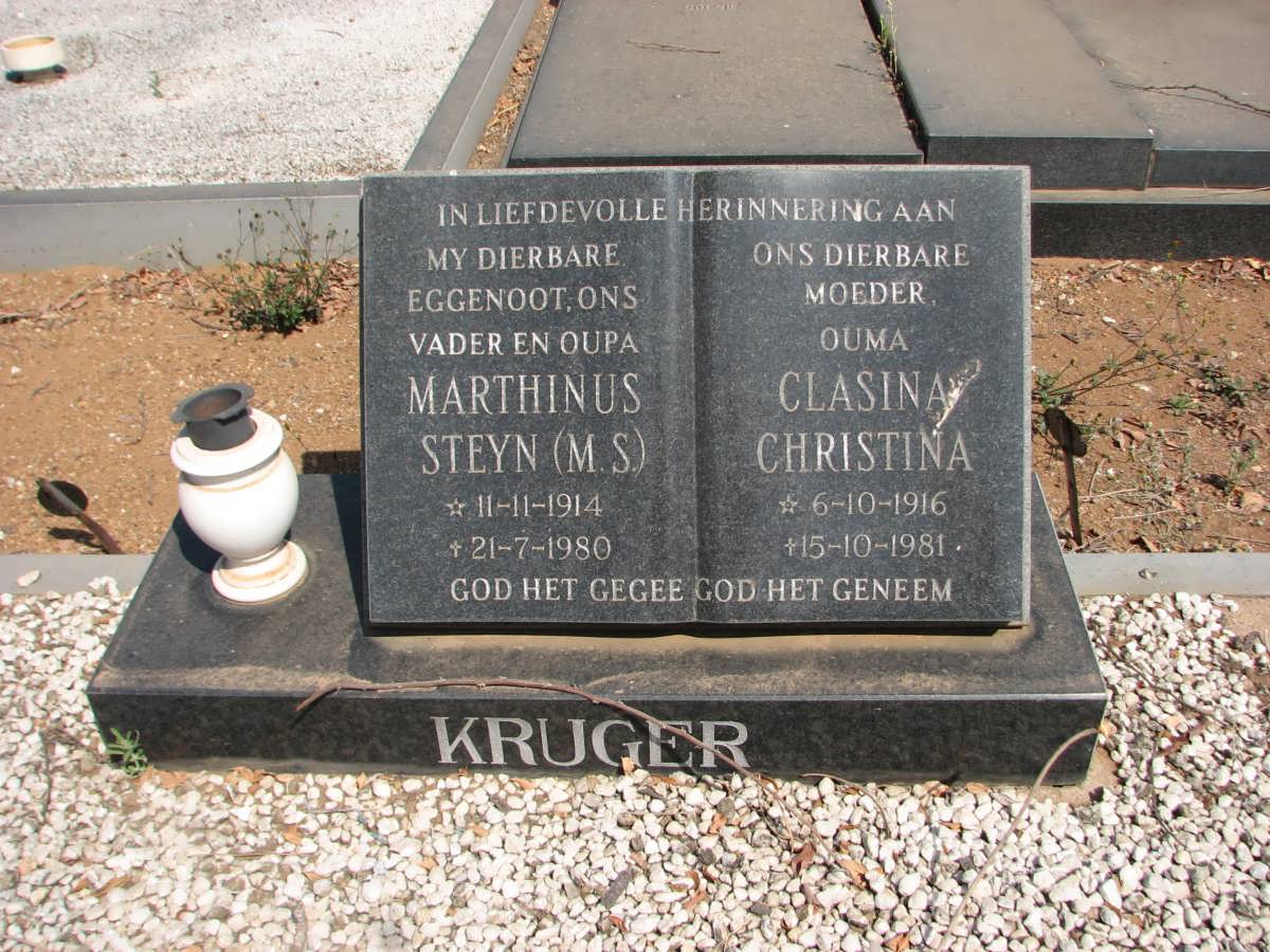 KRUGER Marthinus Steyn 1914-1980 &amp; Clasina Christina 1916-1981