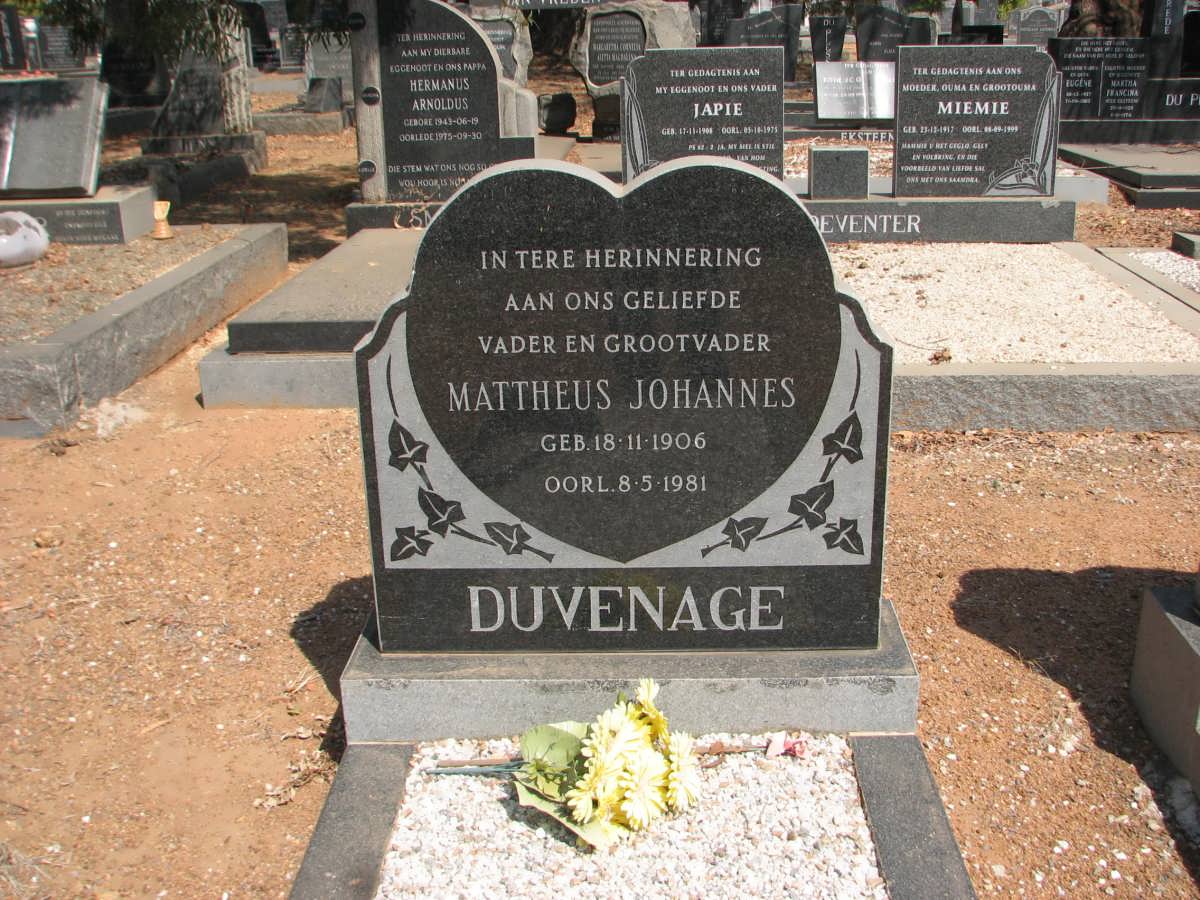 DUVENAGE Mattheus Johannes 1906-1981
