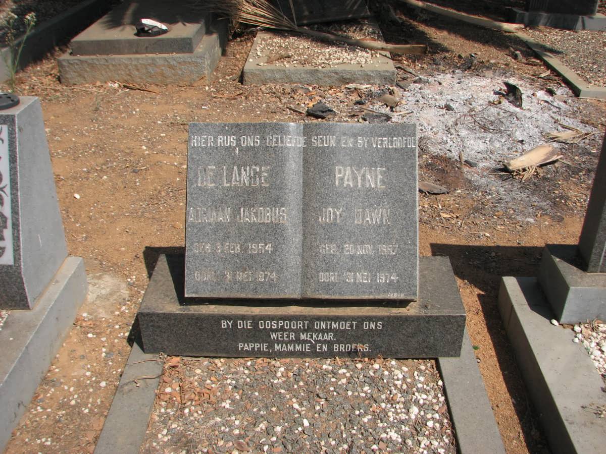 DE LANGE Adriaan Jacobus 1954-1974 :: PAYNE Joy Dawn 1957-1974