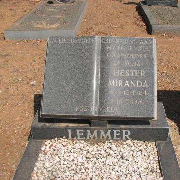 LEMMER Hester Miranda 1924-1981