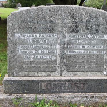 LOMBARD Christoffel Antonie 1816-1910 &amp; Johanna Susanna 1840-1909