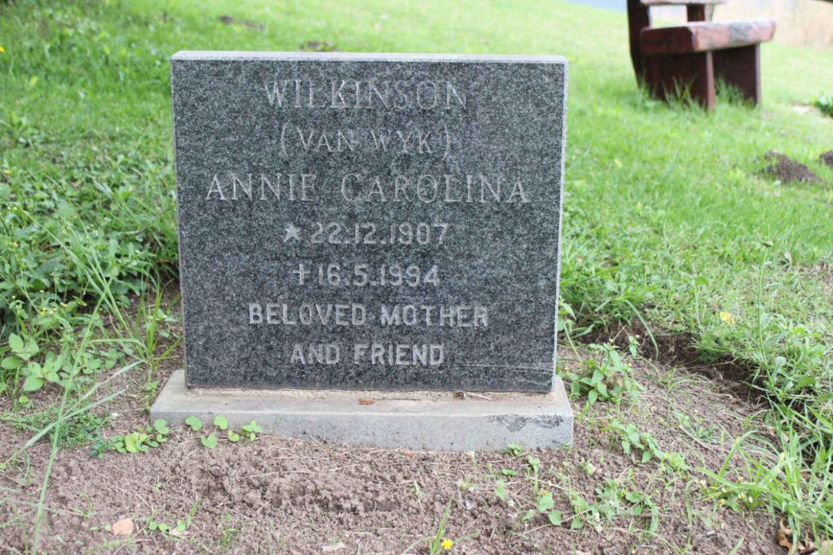 WILKINSON Annie Carolina nee VAN WYK 1907-1994
