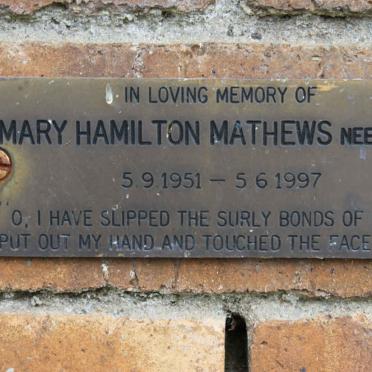 MATHEWS Mary Hamilton nee BARRY 1951-1997