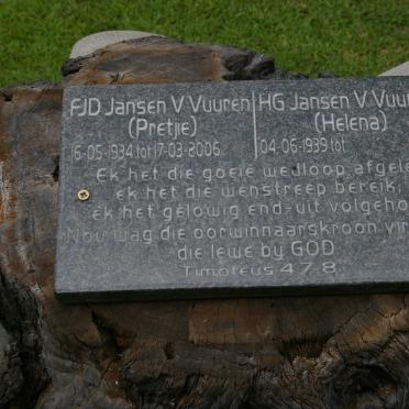 VUUREN F.J.D., Jansen van 1934-2006 &amp; H.G. 1939-