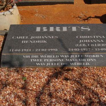BRITS Carel Johannes Hendrik 1923-1998 &amp; Christina Johanna CILLIERS 1927-1988
