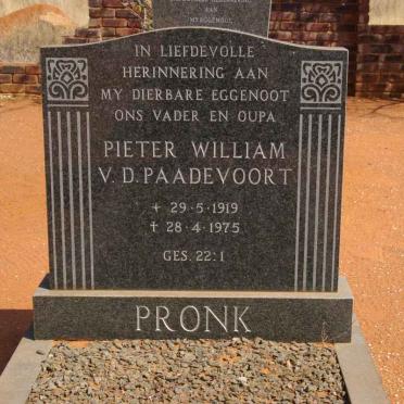 PRONK Pieter William v.d. Paadevoort 1919-1975