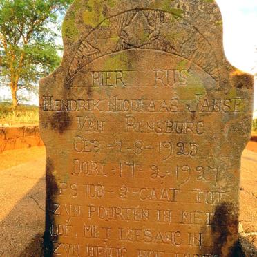 RENSBURG Hendrik Nicolaas, Janse van 1925-1927