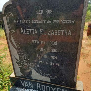 ROOYEN Aletta Elizabetha, van nee KEULDER 1896-1924