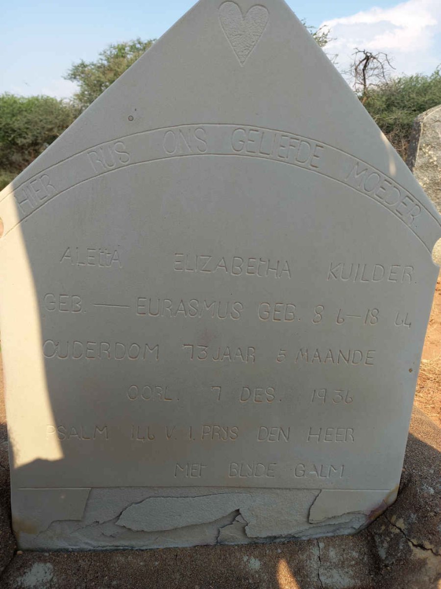 KUILDER Aletta Elizabetha nee EURASMUS 1864-1936