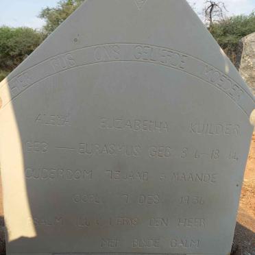 KUILDER Aletta Elizabetha nee EURASMUS 1864-1936